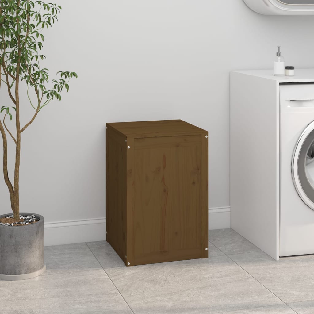 Baúl para colada madera maciza pino marrón miel 44x44x66 cm