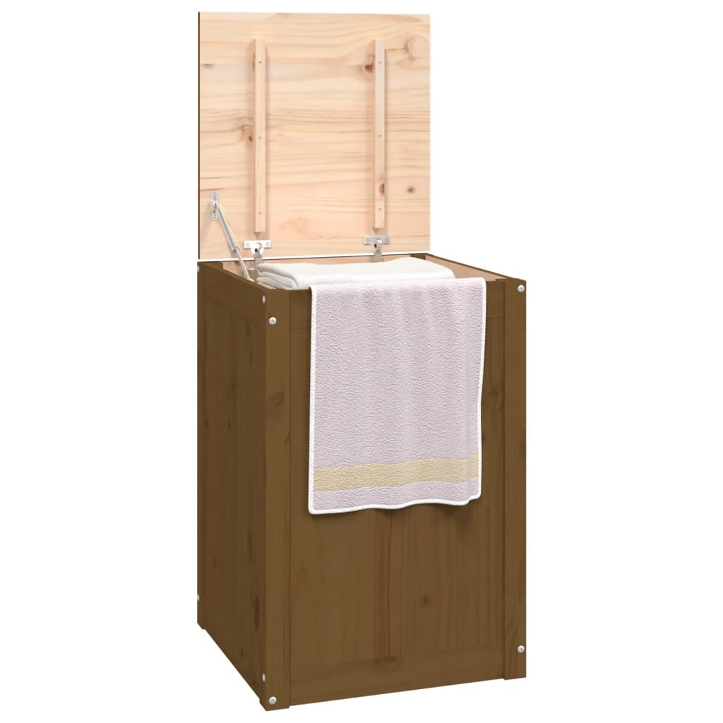 Baúl para colada madera maciza pino marrón miel 44x44x66 cm