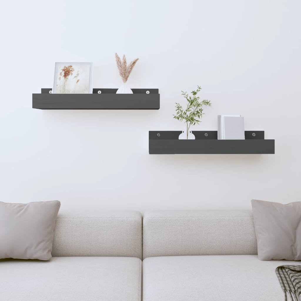 Estantes de pared 2 uds madera de pino marrón miel 110x12x9 cm