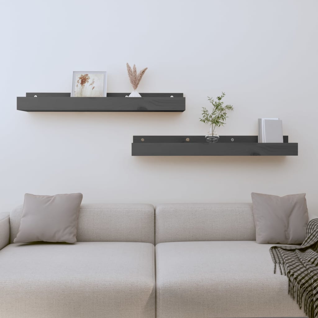 Estantes de pared 2 uds madera de pino marrón miel 110x12x9 cm