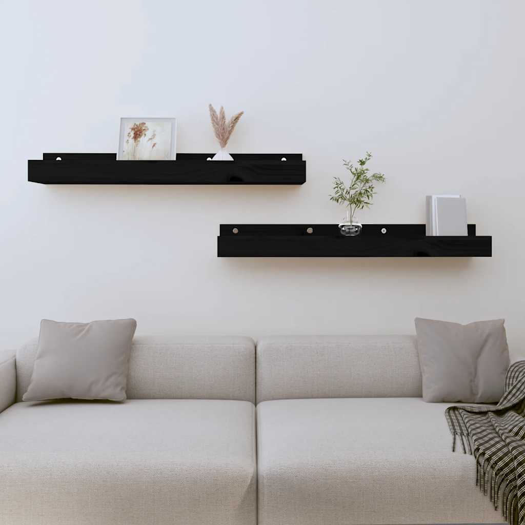Estantes de pared 2 uds madera de pino marrón miel 110x12x9 cm