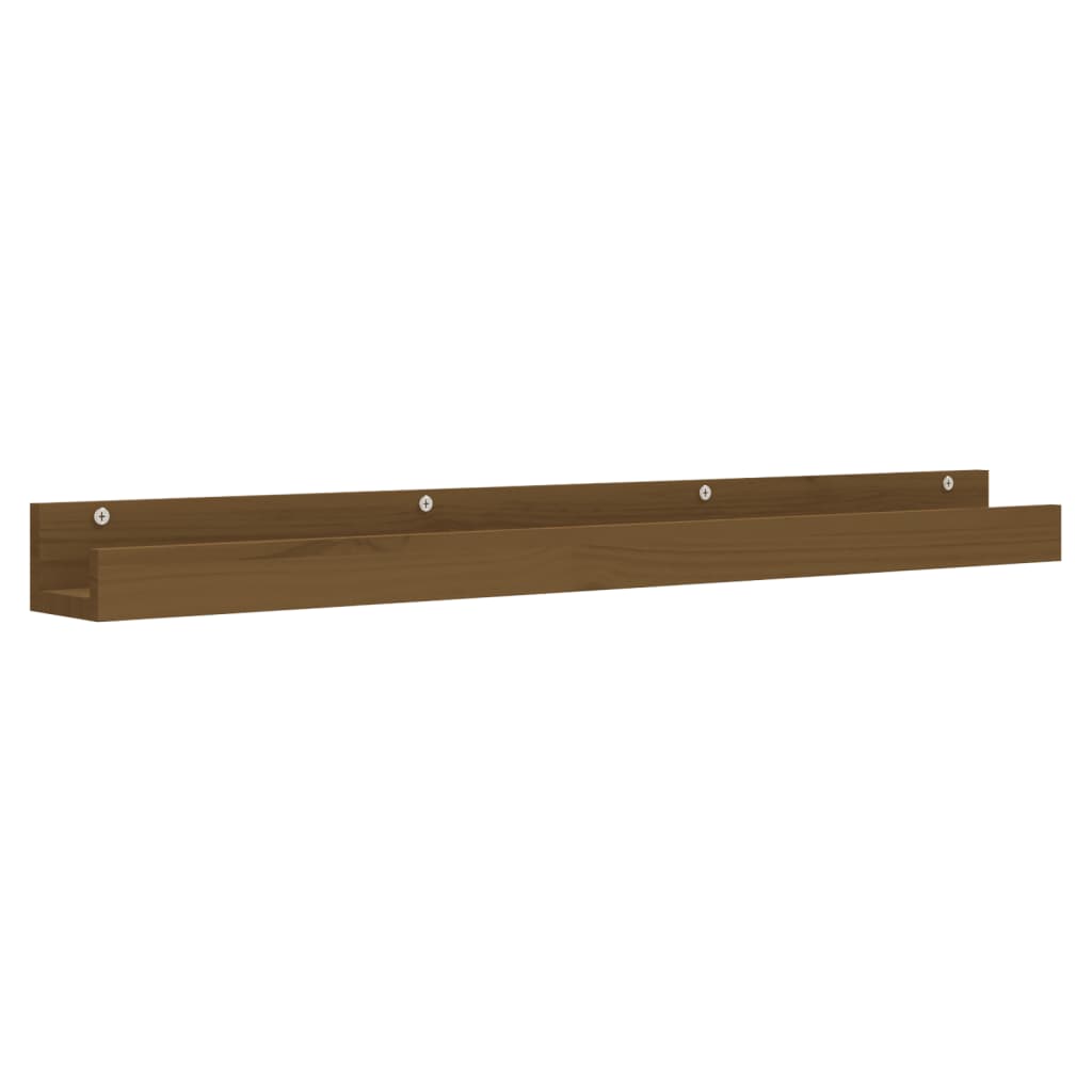 Estantes de pared 2 uds madera de pino marrón miel 110x12x9 cm