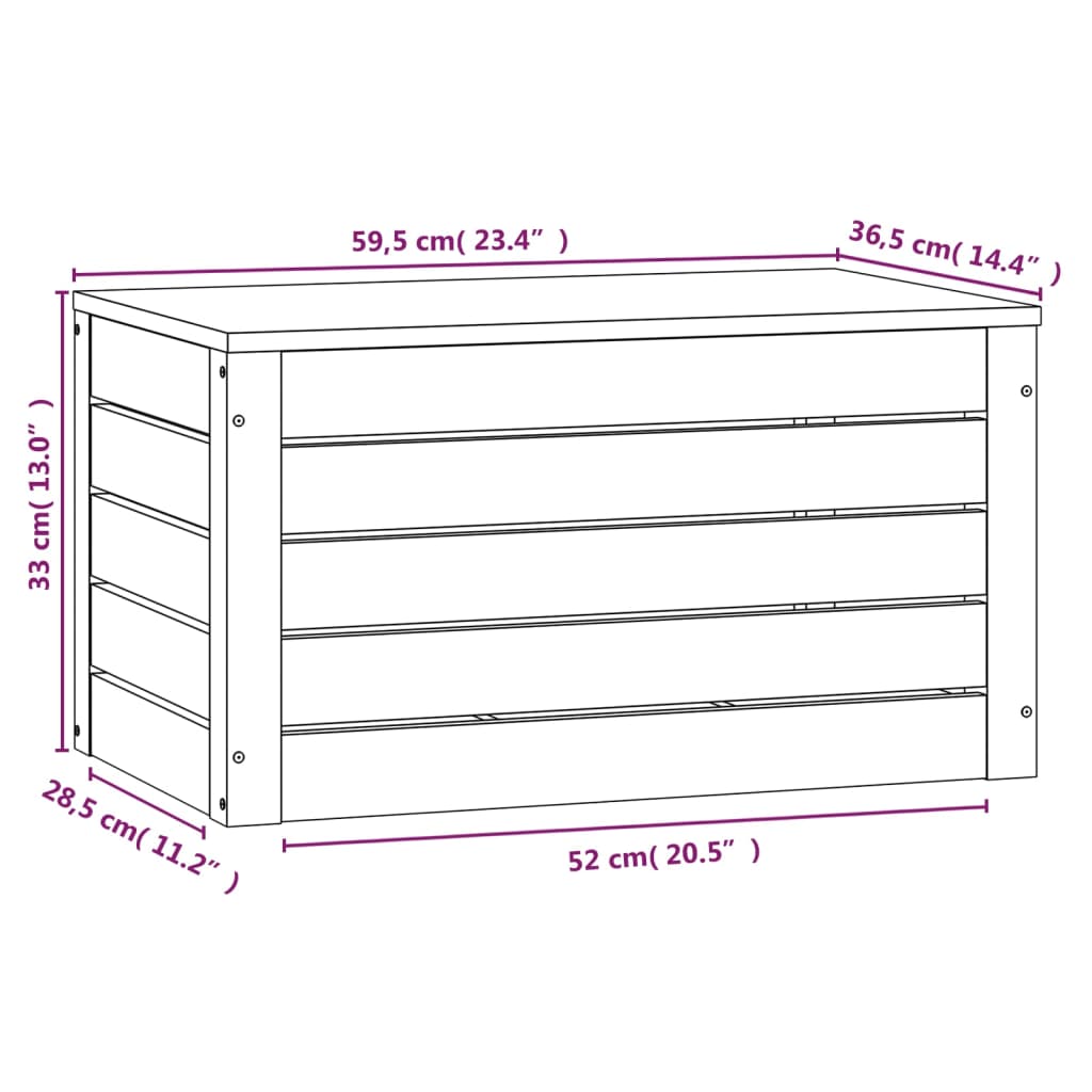 Caja de almacenaje madera maciza de pino 59,5x36,5x33 cm
