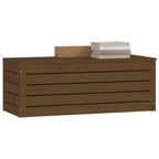 Caixa de arrumação de madeira maciça de pinho castanho mel 89x36,5x33 cm