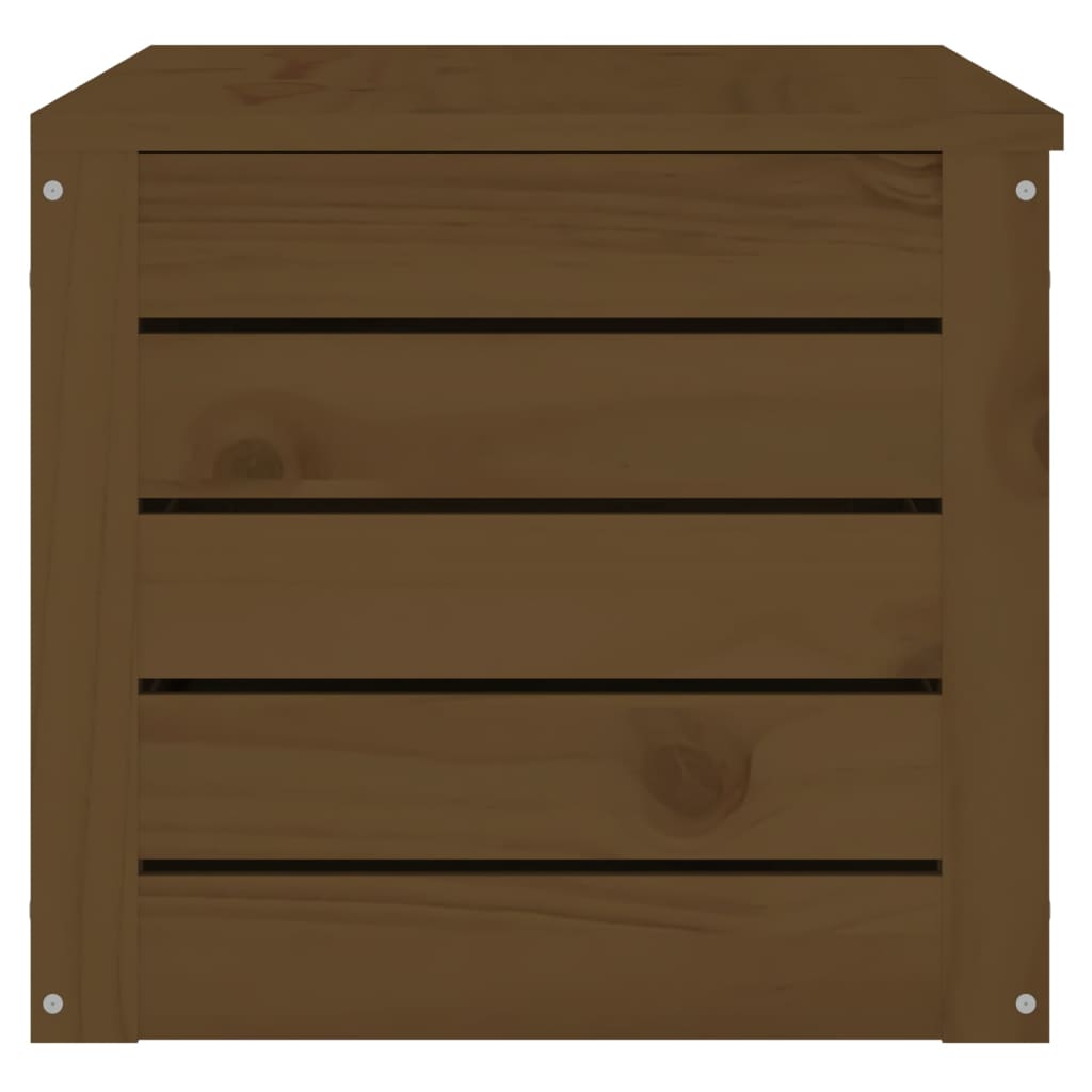 Caixa de arrumação de madeira maciça de pinho castanho mel 89x36,5x33 cm