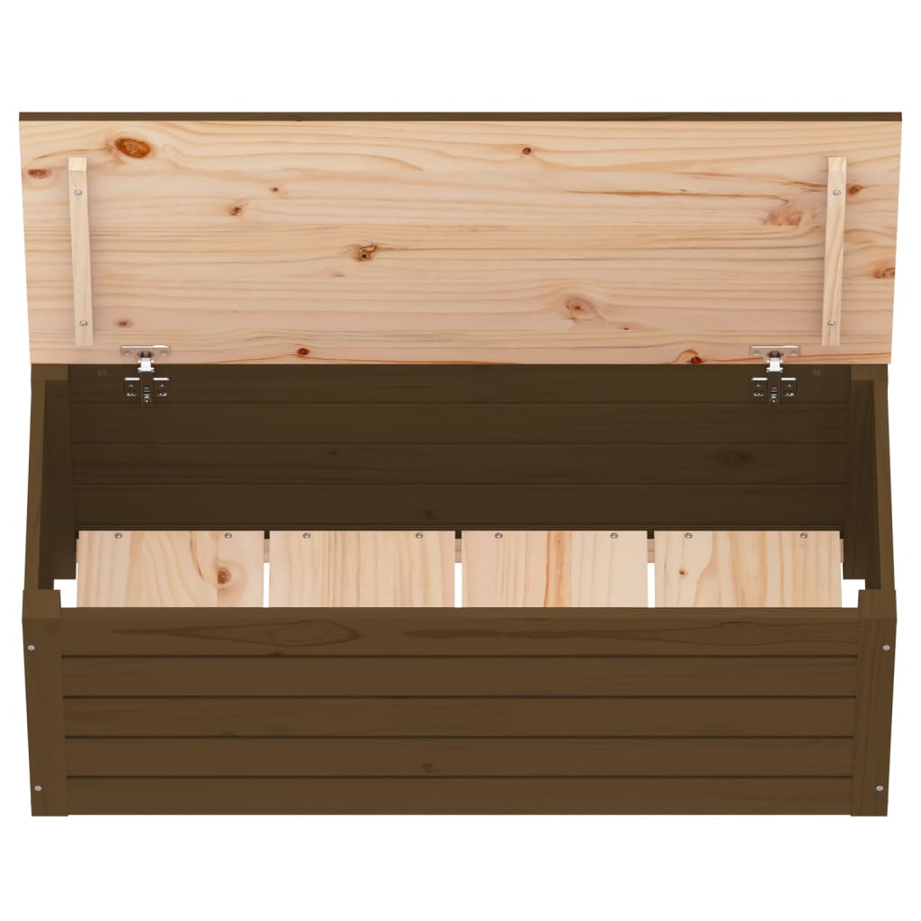 Caixa de arrumação de madeira maciça de pinho castanho mel 89x36,5x33 cm