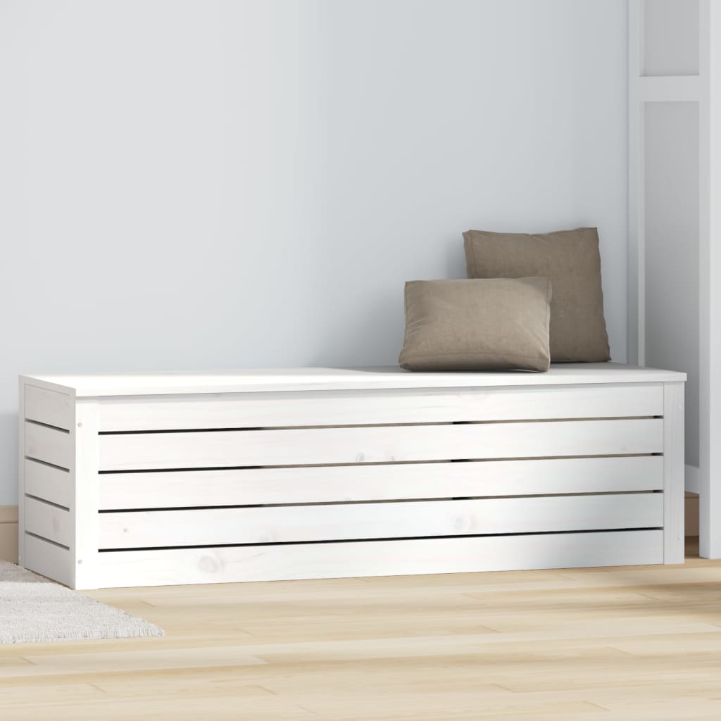 Caja de almacenaje madera maciza de pino blanco 109x36,5x33 cm