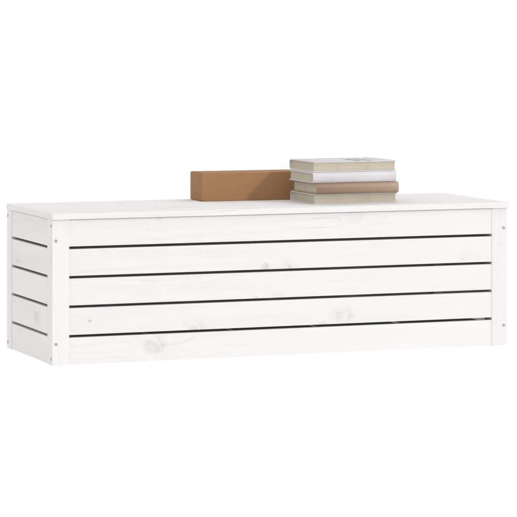 Caja de almacenaje madera maciza de pino blanco 109x36,5x33 cm
