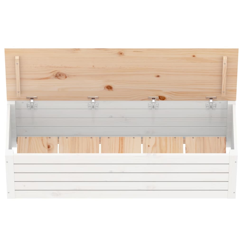 Caja de almacenaje madera maciza de pino blanco 109x36,5x33 cm
