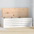 Caja de almacenaje madera maciza de pino blanco 109x36,5x33 cm