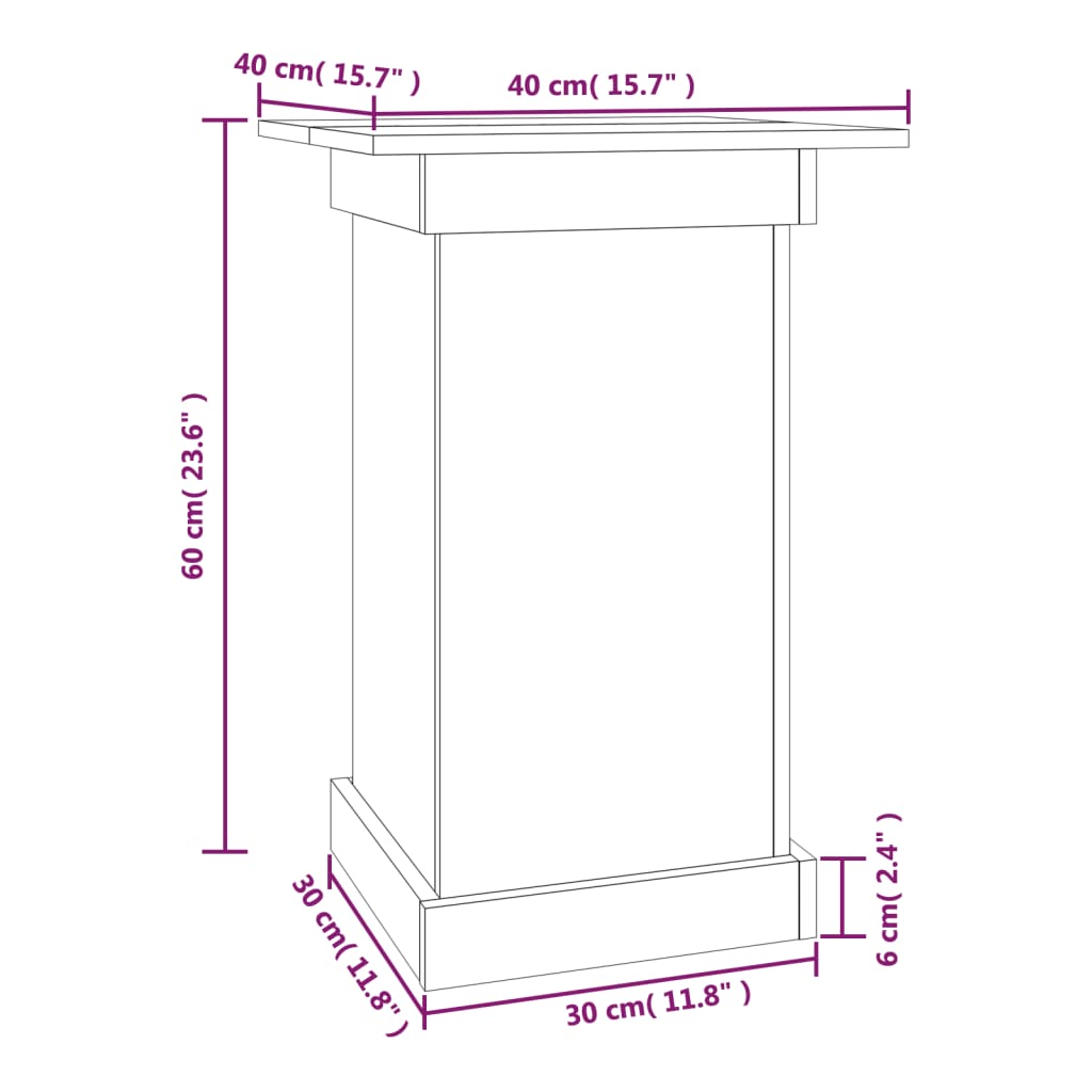 Soporte para plantas madera maciza de pino 40x40x60 cm