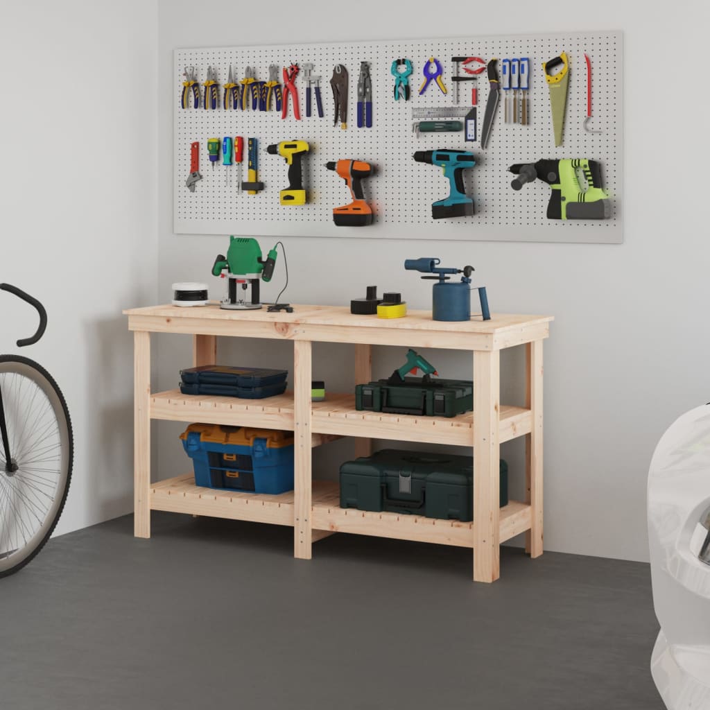 Banco de trabajo de madera maciza de pino 110,5x50x80 cm