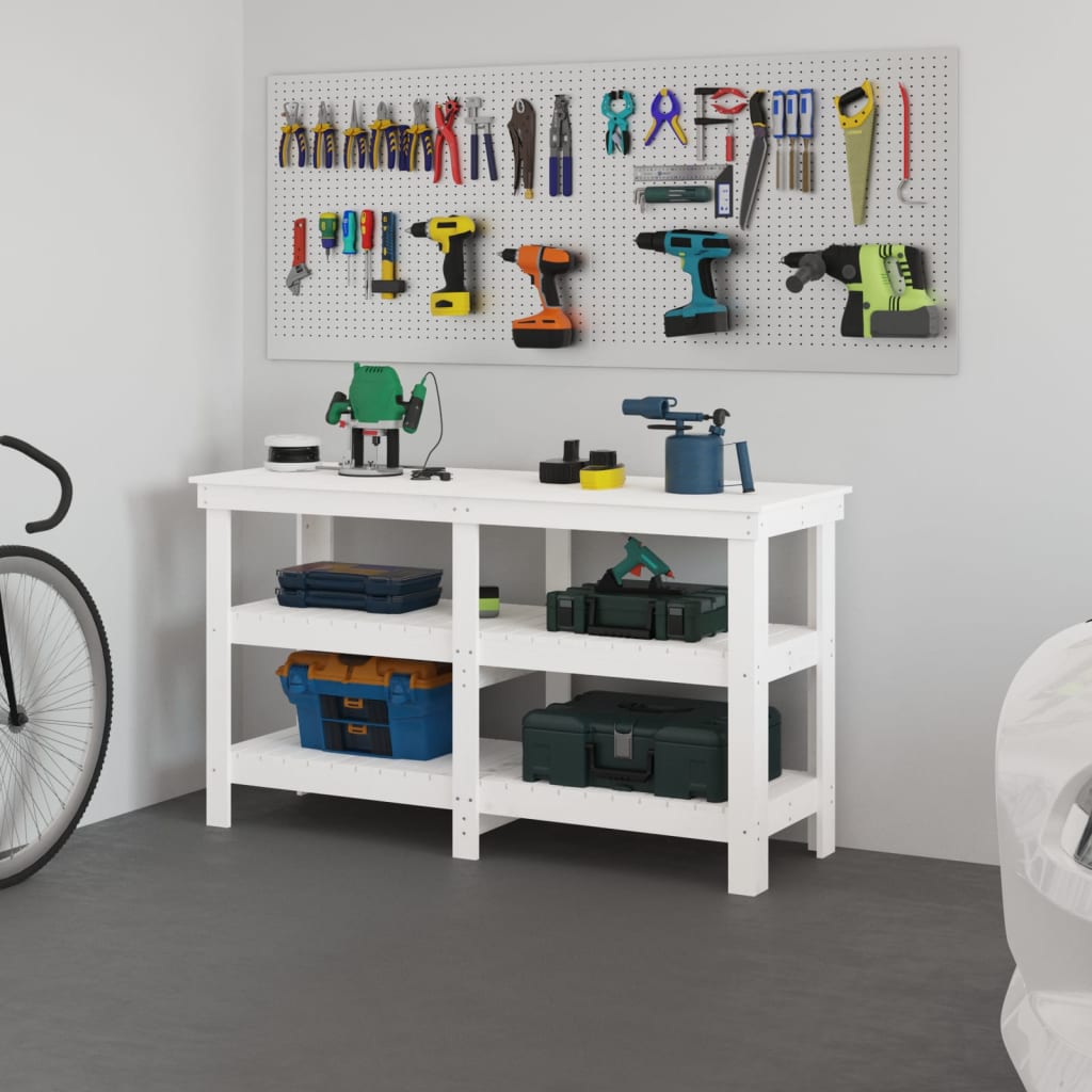 Banco de trabajo de madera maciza de pino 110,5x50x80 cm