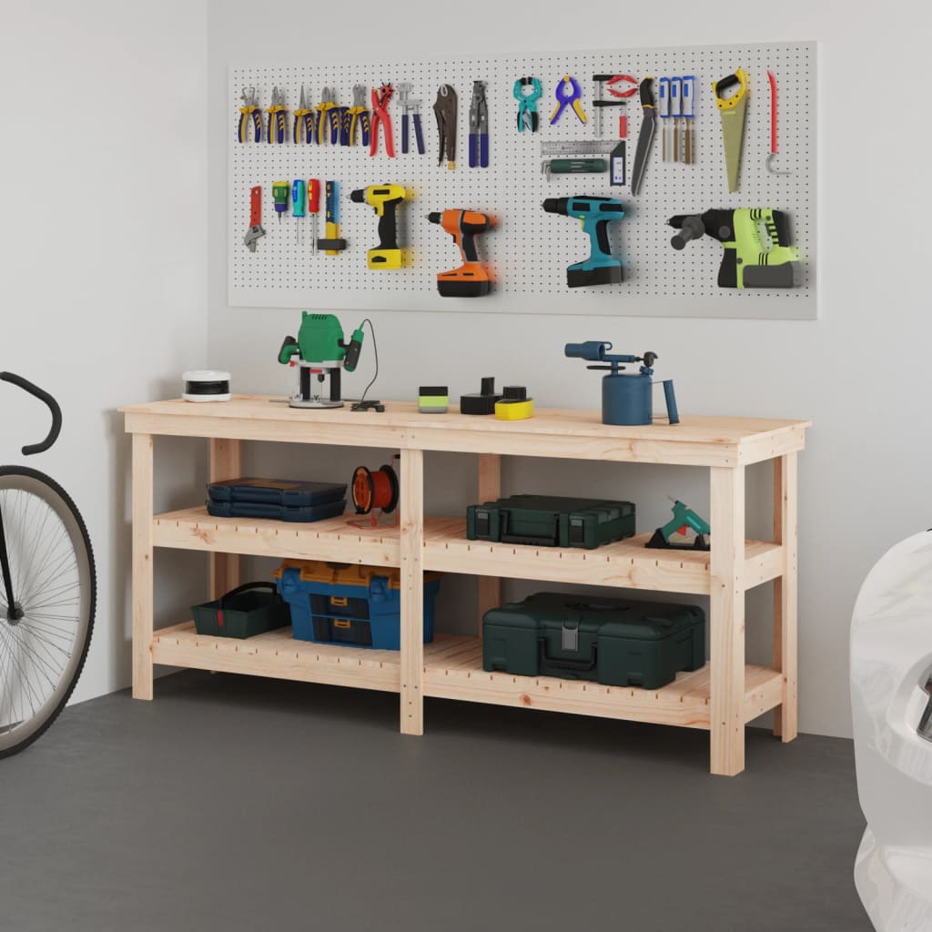 Banco de trabajo de madera maciza de pino 110,5x50x80 cm