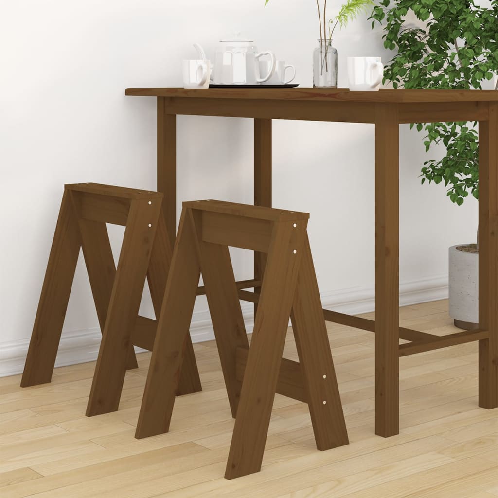Taburetes 2 uds madera maciza de pino marrón miel 40x40x45 cm