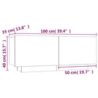 Mesita de noche madera contrachapada gris Sonoma 100x35x40 cm