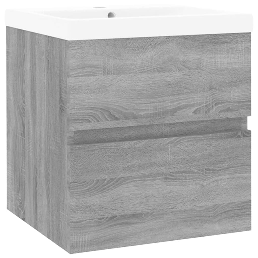 Mueble de baño con lavabo madera contrachapada gris Sonoma
