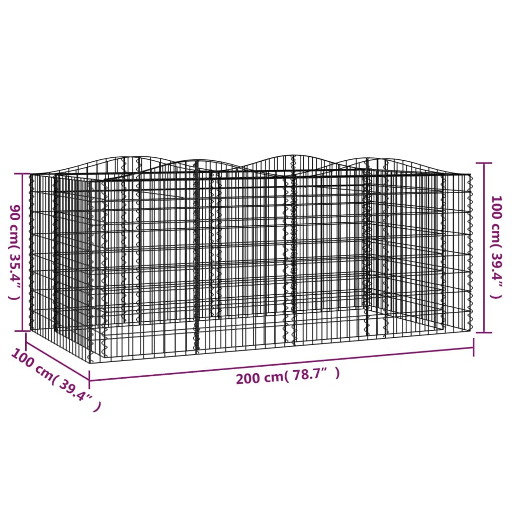 Arriate de gaviones forma arco hierro galvanizado 200x100x100cm