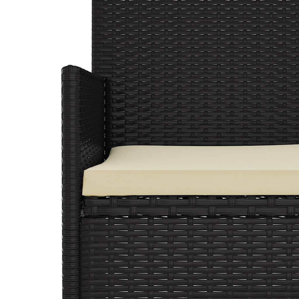 Set muebles de jardín 6 piezas y cojines ratán sintético negro