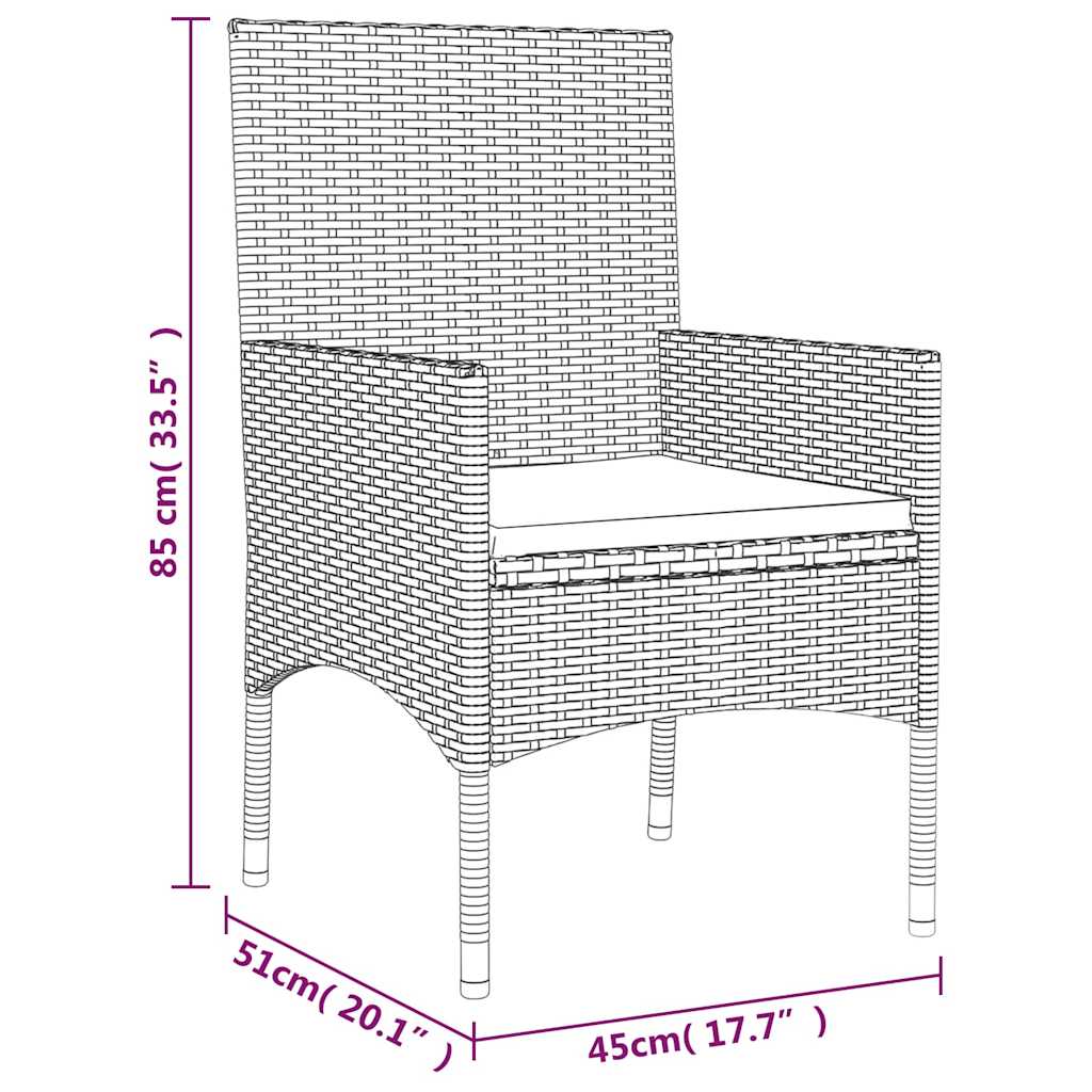 Set muebles de jardín 6 piezas y cojines ratán sintético negro