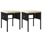 Set muebles de jardín 6 piezas y cojines ratán sintético negro