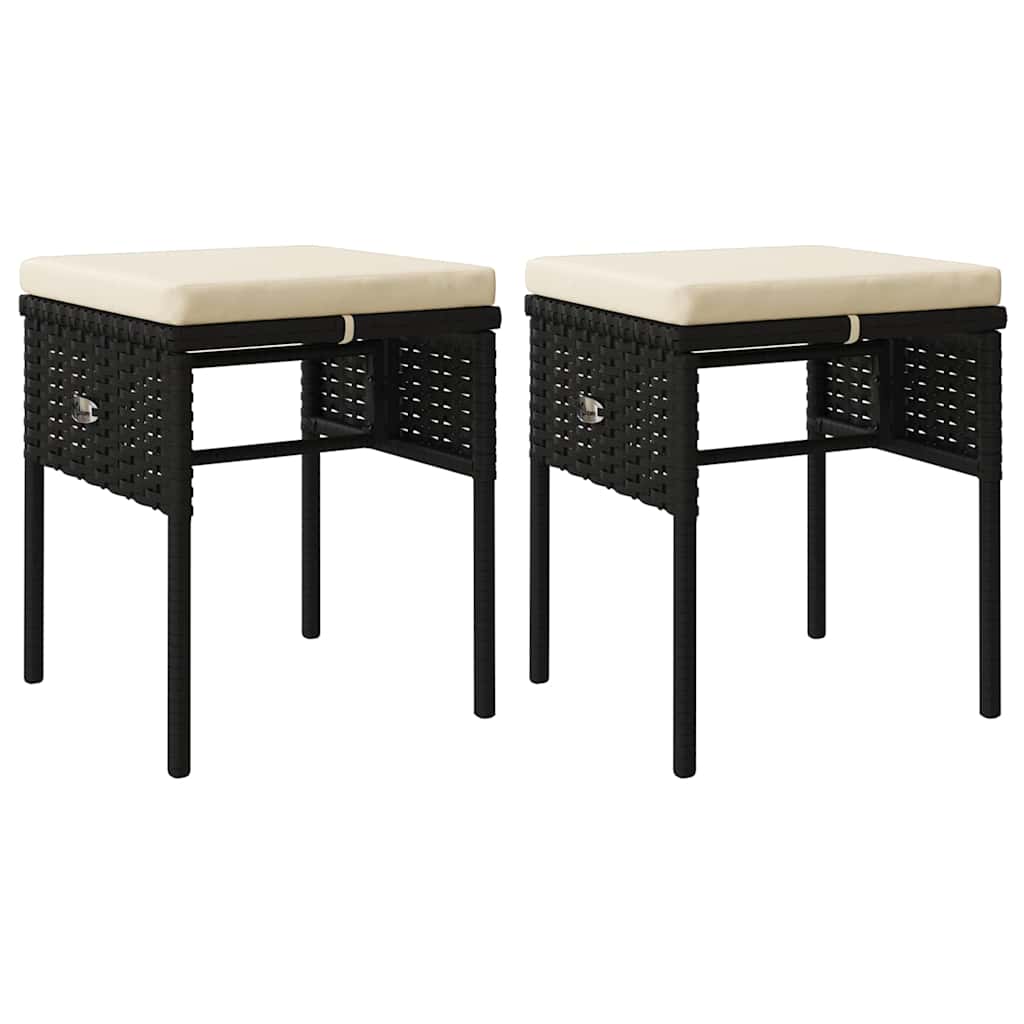 Set muebles de jardín 6 piezas y cojines ratán sintético negro