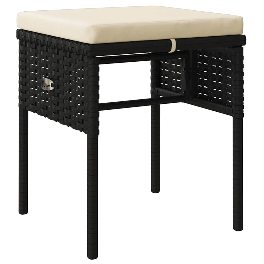 Set muebles de jardín 6 piezas y cojines ratán sintético negro