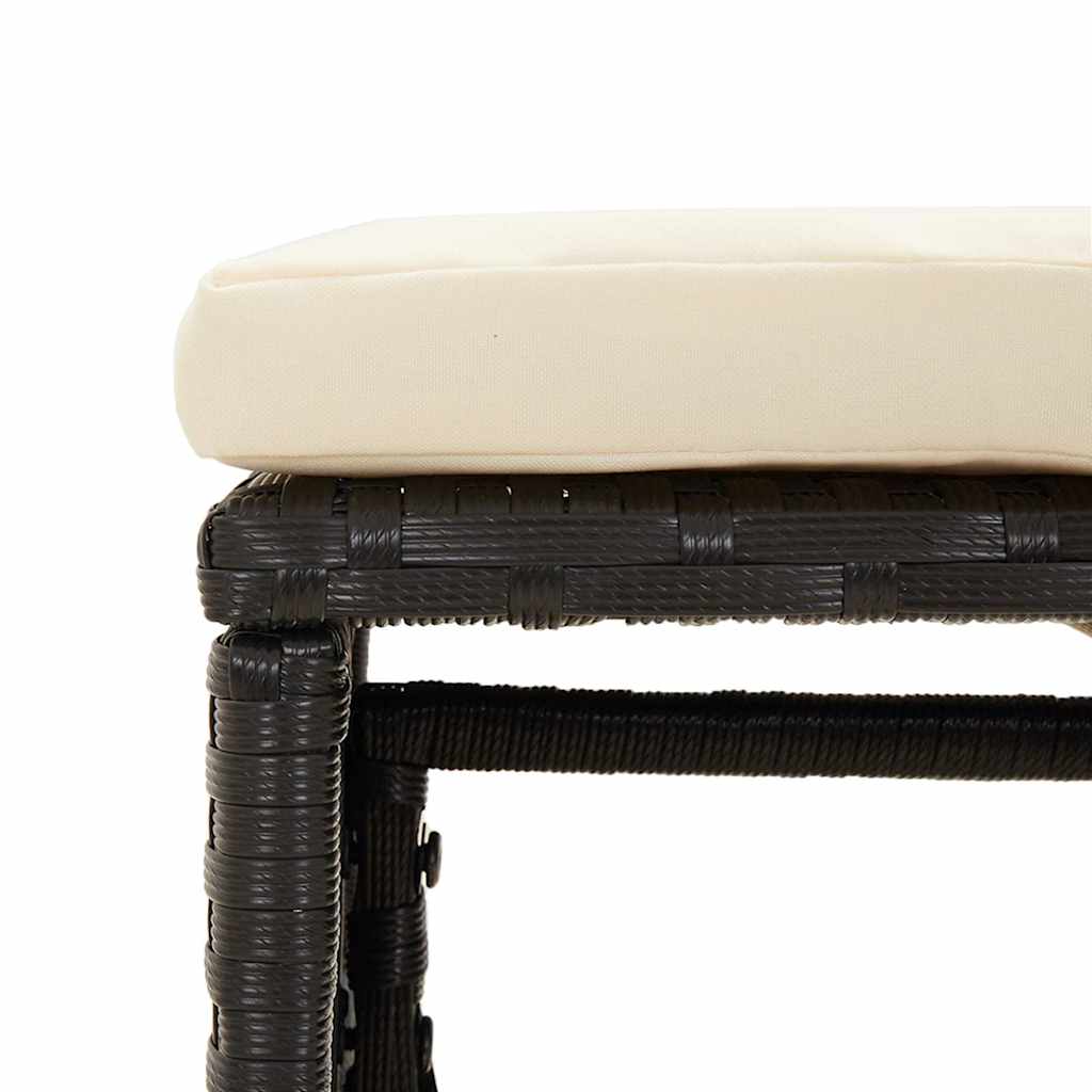 Set muebles de jardín 6 piezas y cojines ratán sintético negro