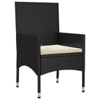 Set muebles de jardín 6 piezas y cojines ratán sintético negro