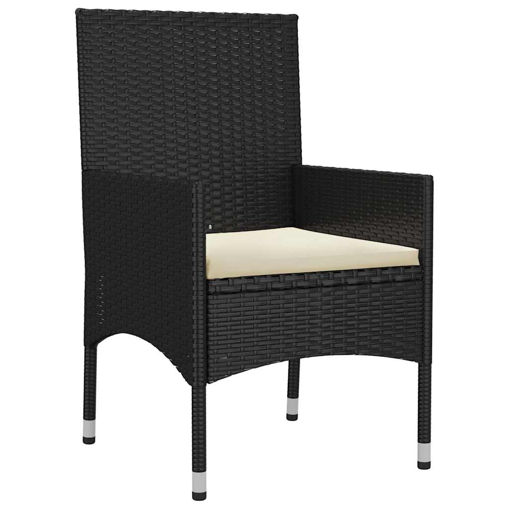 Set muebles de jardín 6 piezas y cojines ratán sintético negro