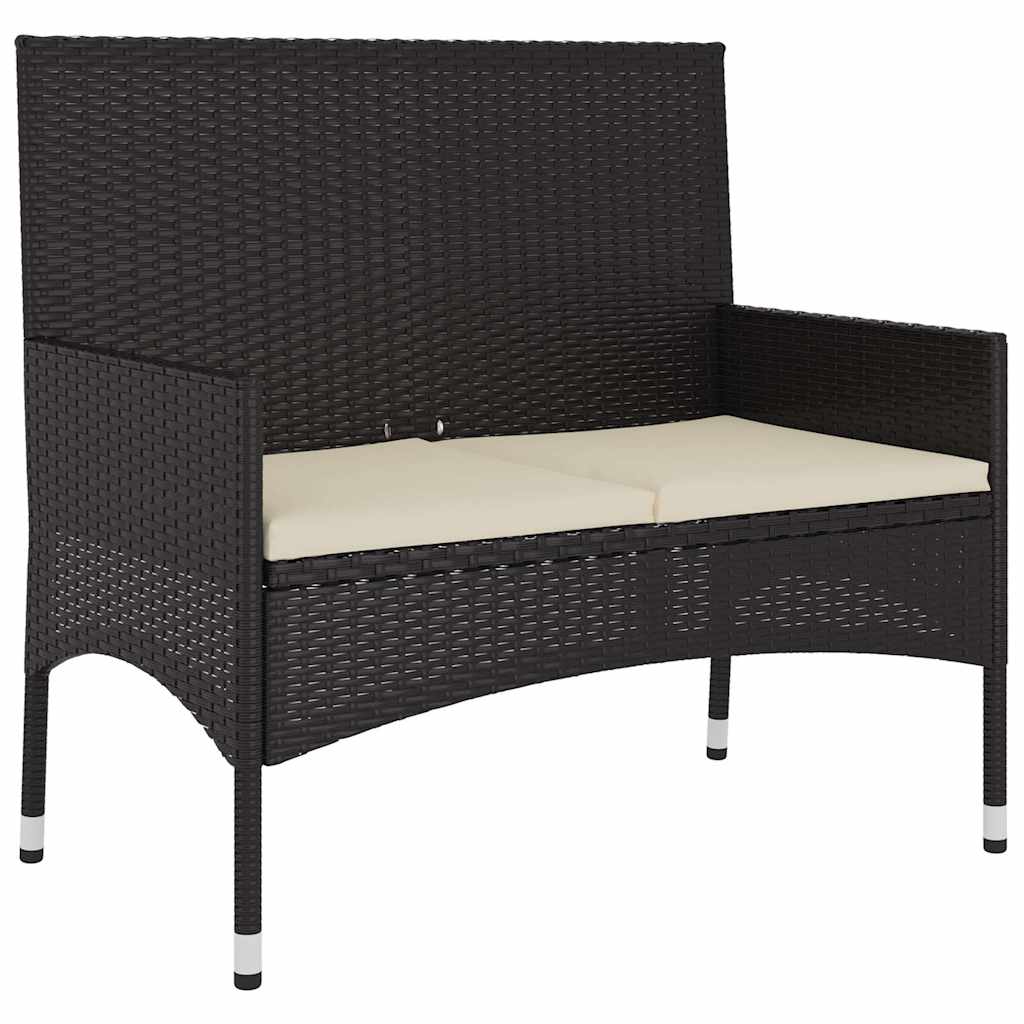 Set muebles de jardín 6 piezas y cojines ratán sintético negro
