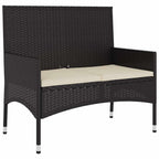 Set muebles de jardín 6 piezas y cojines ratán sintético negro
