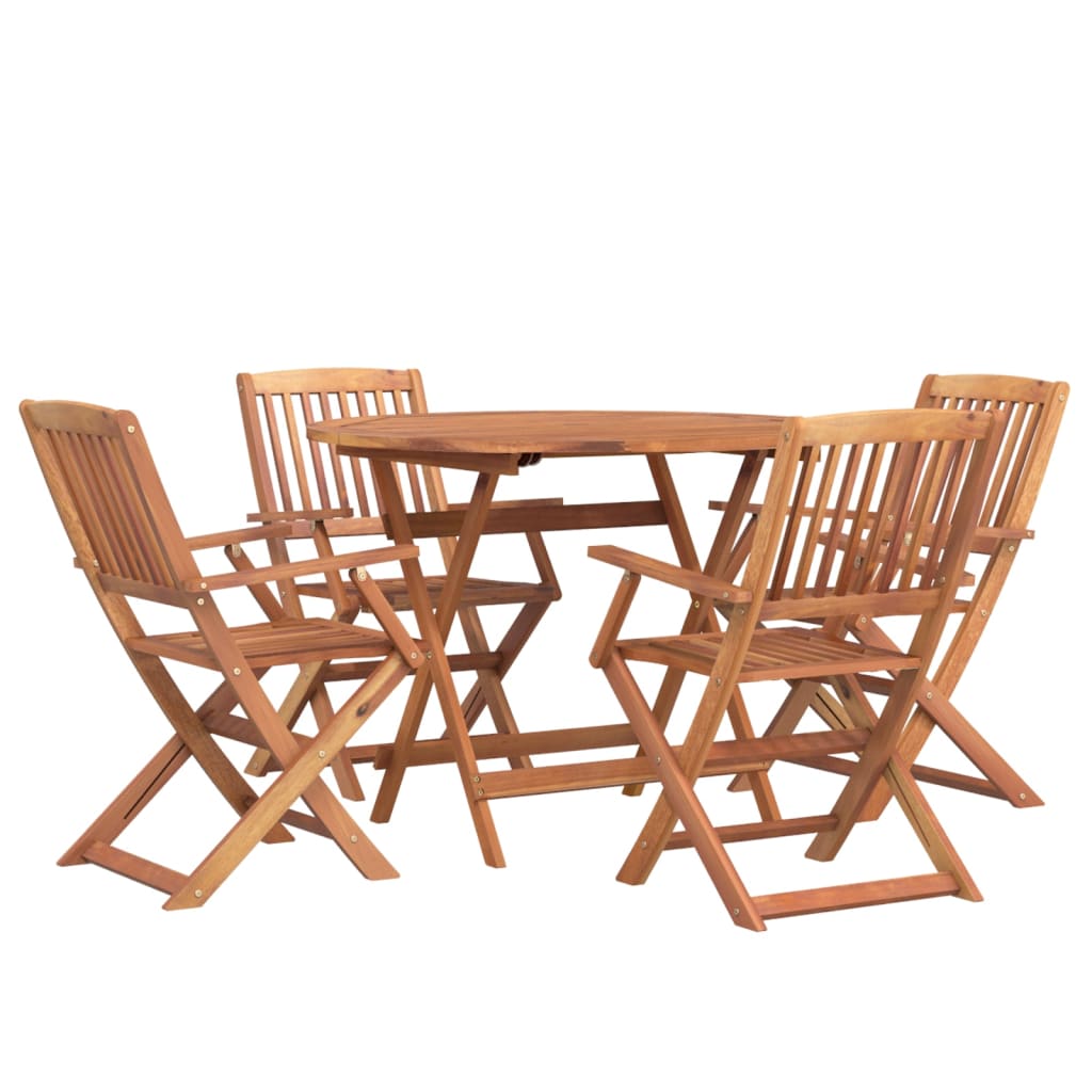 Juego de comedor de jardín 5 piezas madera maciza de acacia