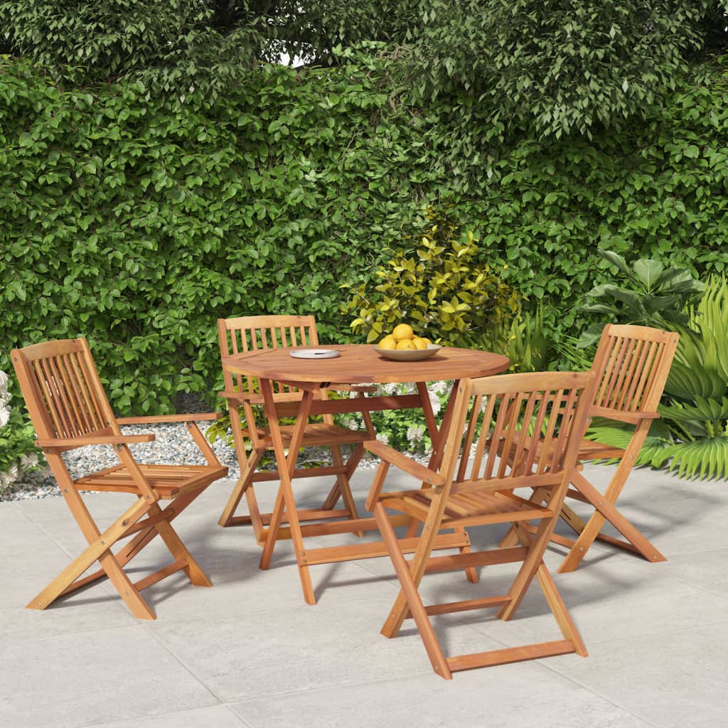 Juego de comedor de jardín 5 piezas madera maciza de acacia