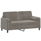 Sofá 2 plazas almohadas y cojines terciopelo gris claro 140 cm