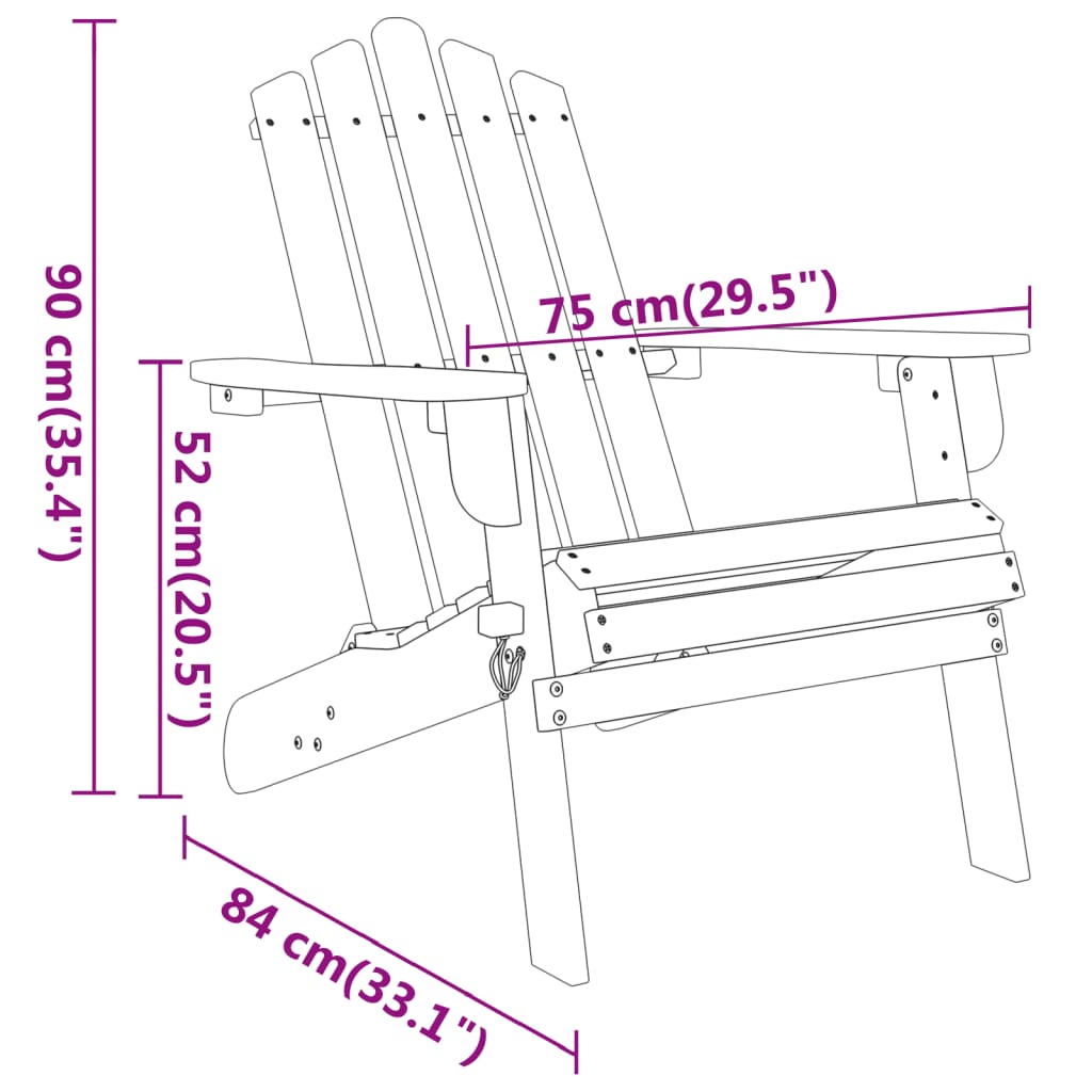 Juego de muebles de jardín Adirondack 3 piezas madera acacia