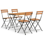 Muebles cafetería plegables 5 pzas madera maciza acacia y acero