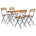 Muebles cafetería plegables 5 pzas madera maciza acacia y acero