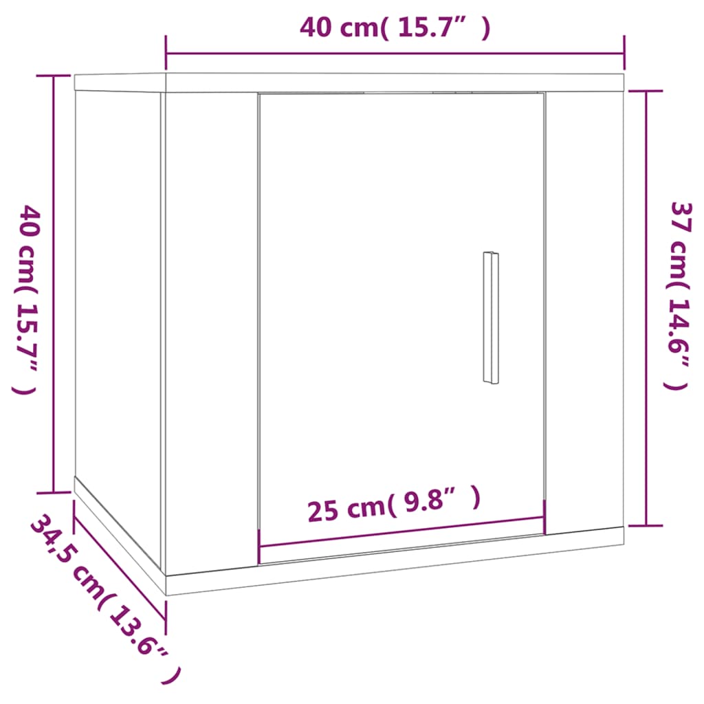 Muebles para TV de pared 2 uds blanco 40x34,5x40 cm