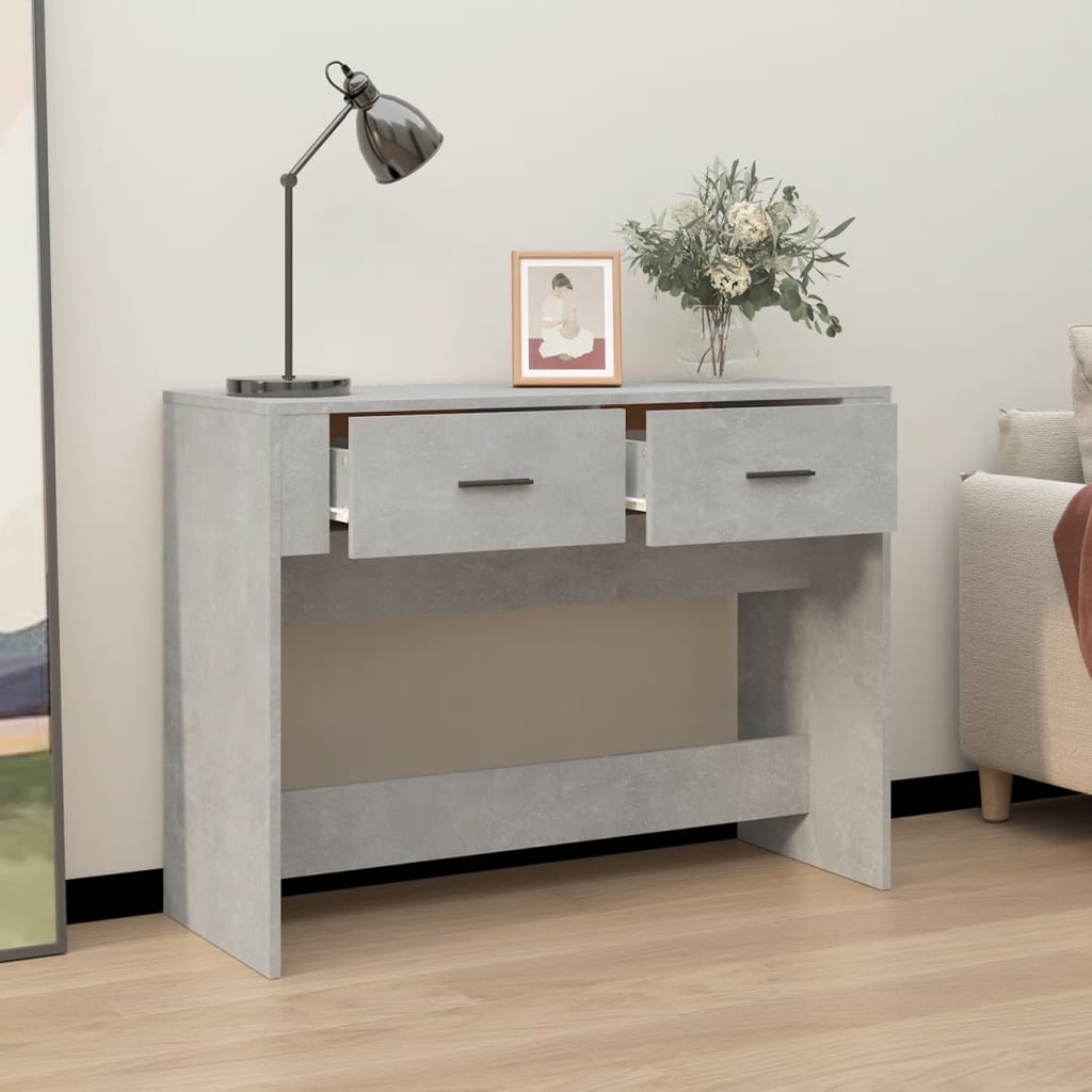 Mesa consola de madera contrachapada gris hormigón 100x39x75 cm