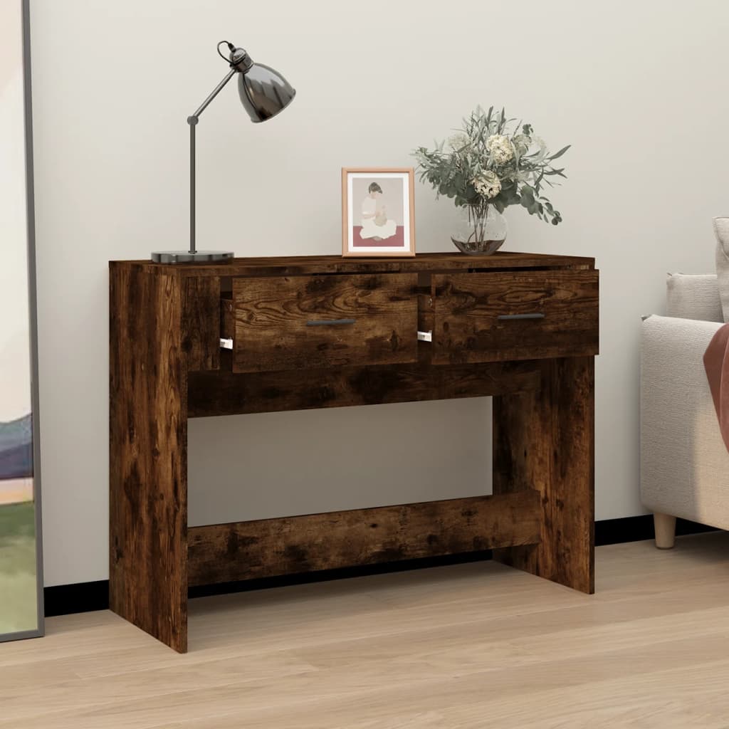 Mesa consola madera contrachapada roble ahumado 100x39x75 cm