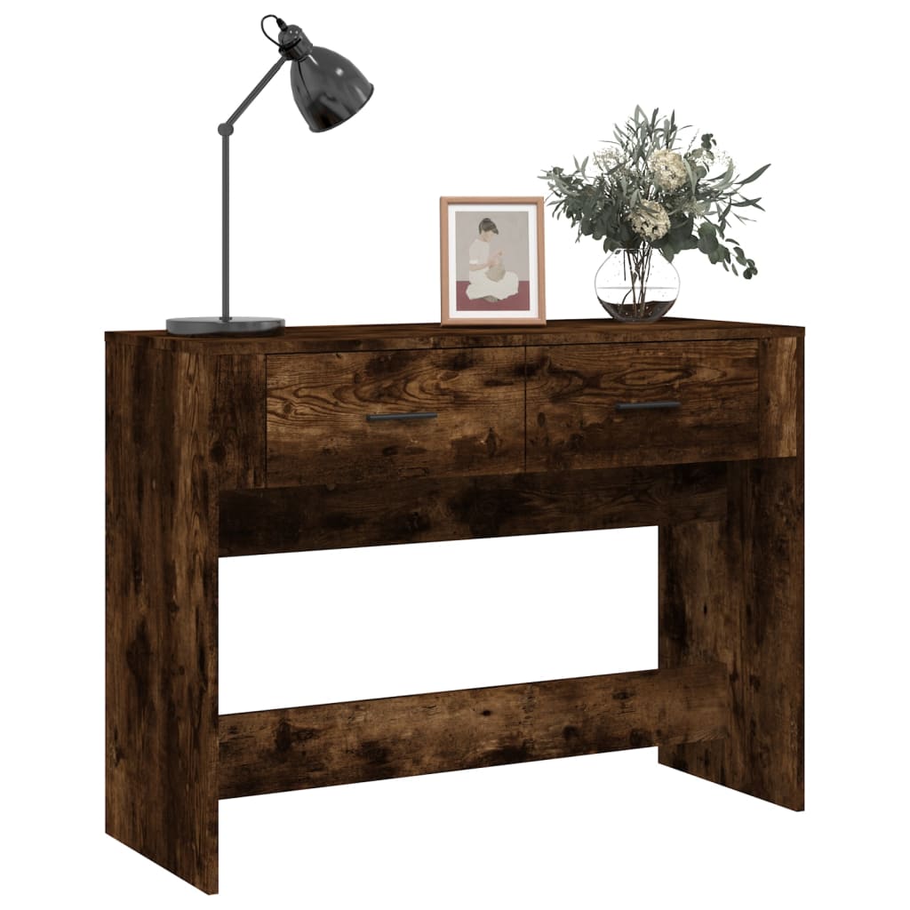Mesa consola madera contrachapada roble ahumado 100x39x75 cm