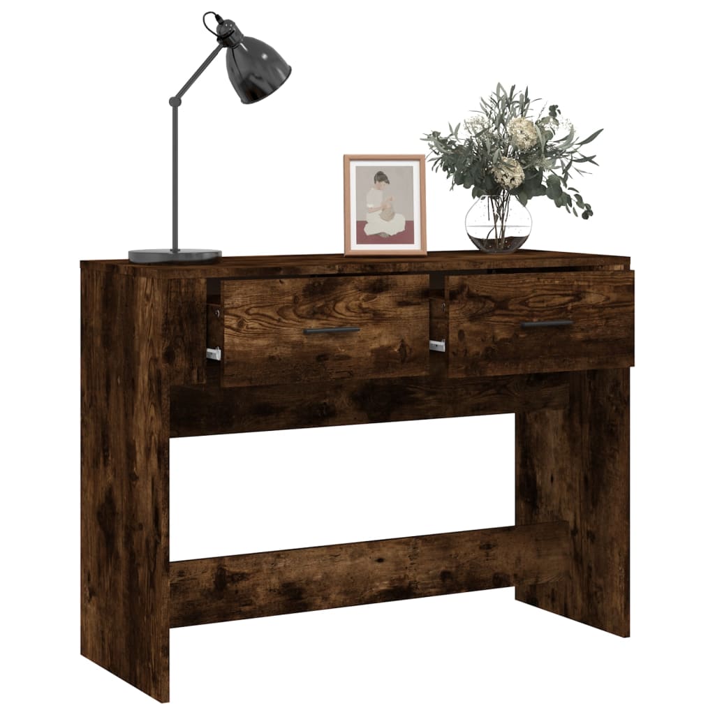 Mesa consola madera contrachapada roble ahumado 100x39x75 cm