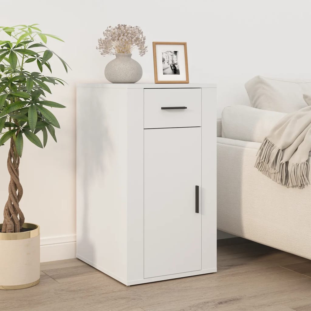 Armario de escritorio madera contrachapada blanco 40x49x75 cm