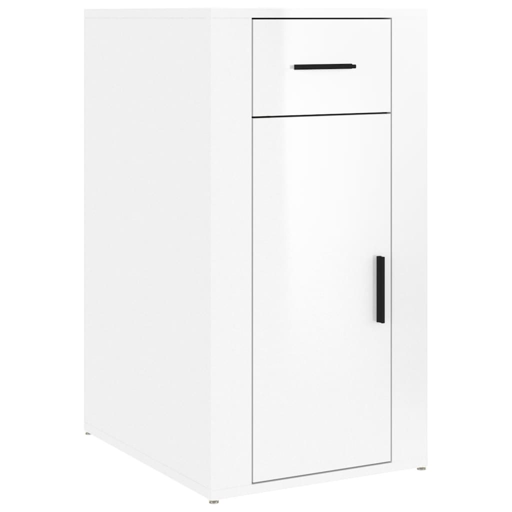 Armario de escritorio contrachapada blanco brillo 40x49x75 cm
