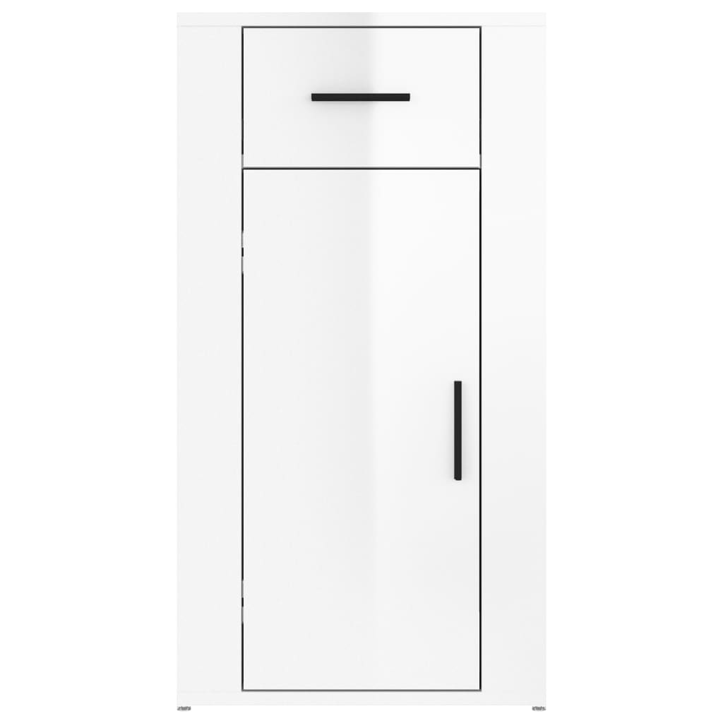 Armario de escritorio contrachapada blanco brillo 40x49x75 cm