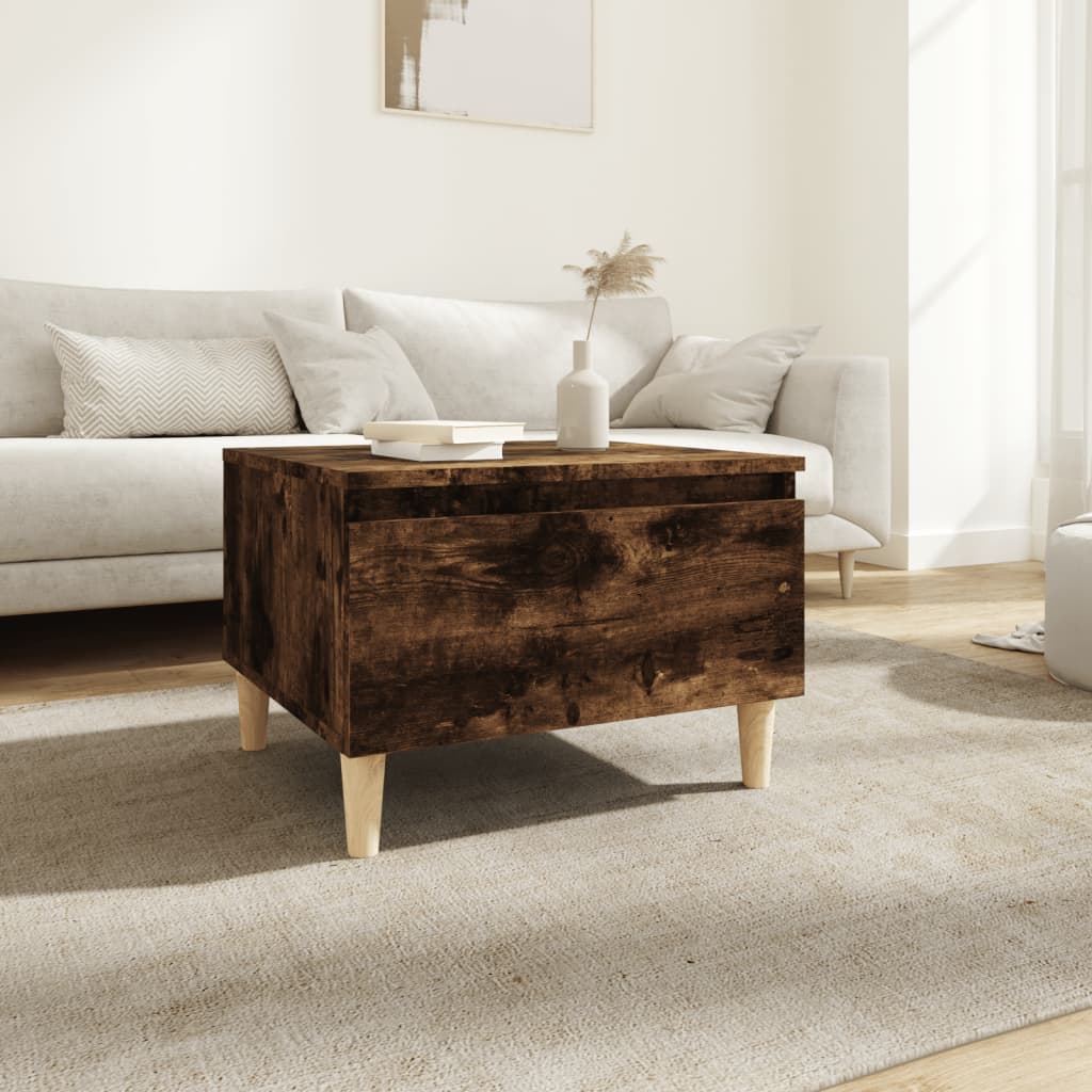 Mesa auxiliar de madera contrachapada blanco 50x46x35 cm