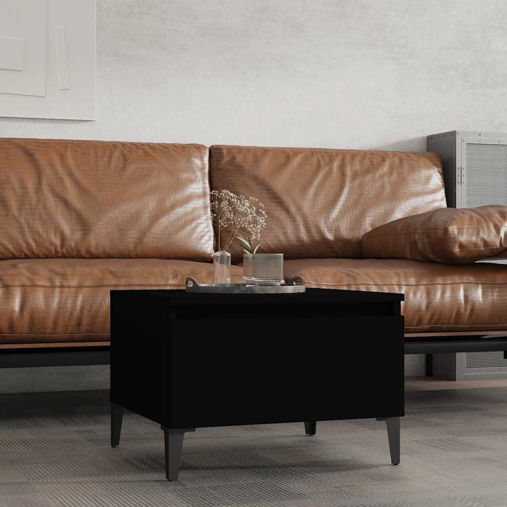 Mesa auxiliar de madera contrachapada negro 50x46x35 cm
