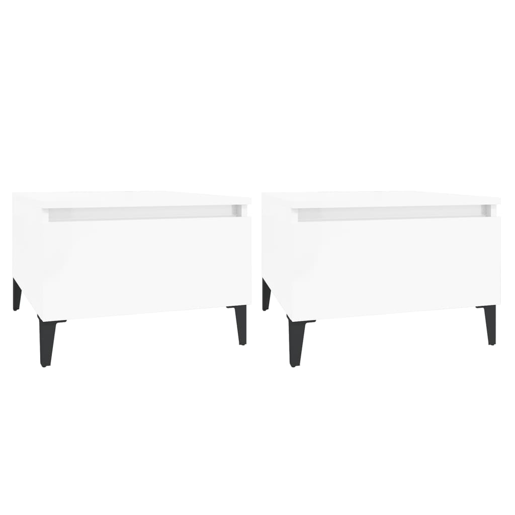 Mesas auxiliares 2 uds contrachapada blanco brillo 50x46x35 cm