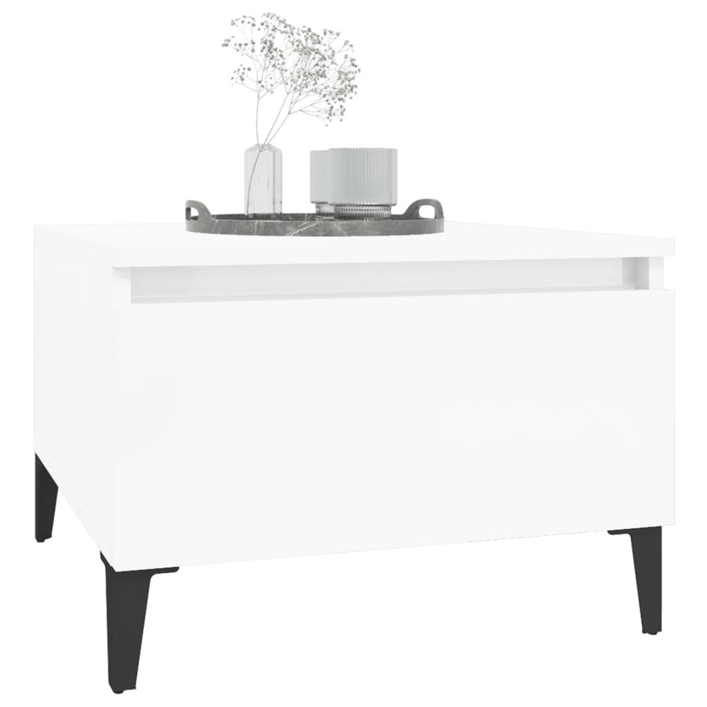 Mesas auxiliares 2 uds contrachapada blanco brillo 50x46x35 cm